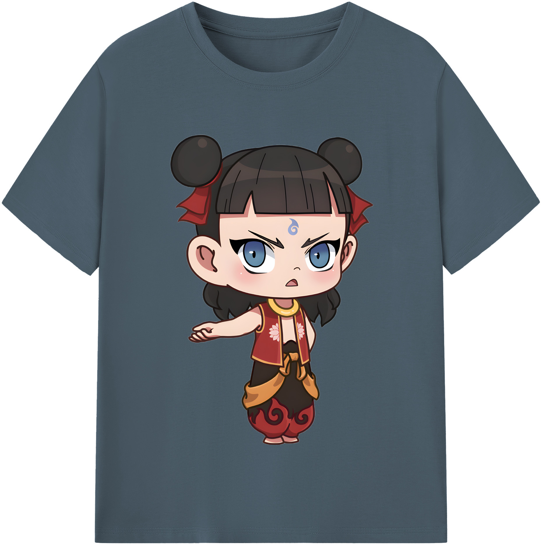 （画像用） Ne Zha 2 ナタ 魔童の大暴れ 綿100％半袖Tシャツ（フロントプリント）